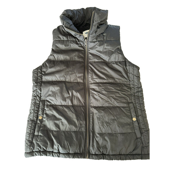 Old Navy Puffer Vest Jacket, Black Size Medium Zip Up Quilted Fleece inside - Picture 2 of 13